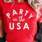 Red PARTY in the USA Printed Independence Day T Shirt