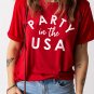 Red PARTY in the USA Printed Independence Day T Shirt