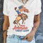 White MAKE AMERICA COWBOY AGAIN Graphic Crewneck Tee