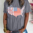 Gray American Flag Bow Map Graphic Tee