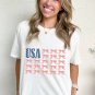 White USA Flag Bow Knot Print Round Neck T Shirt