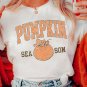 White PUMPKIN SEASON Cracking Printed Cotton Blend T Shirt