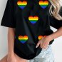 Black Heart Print Crew Neck Chic T Shirt