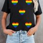 Black Heart Print Crew Neck Chic T Shirt