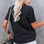Black Heart Print Crew Neck Chic T Shirt
