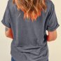 Gray American Heart July 4th Celebration Graphic T Shirt
