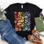 Black Beautiful Flower Print Cotton Blend Casual Tee