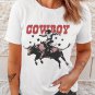 White COWBOY Star Graphic Crewneck Western Fashion Tee