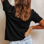 Black Colorful AMERICA Print Crewneck Patriotic T Shirt