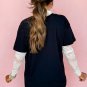 Black Pink Daisy Flower Printed Cotton Blend T Shirt