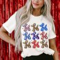 White American Flag Balloon Dog Print Crew Neck T Shirt