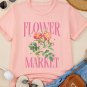 Pink FLOWER MARKET Graphic Crewneck T Shirt