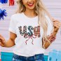 White usa Bow Letter Graphic Independence Day Fashion Tee
