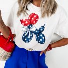 White American Flag Inspired Balloon Dog Graphic Cotton Blend T Shirt