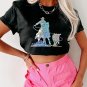Black Laser Western Cowboy Graphic Crewneck Tee