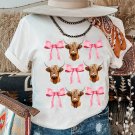 White Coquette Highland Cow Png Bows Graphic Tee