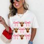 White Coquette Highland Cow Png Bows Graphic Tee