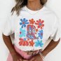 White Floral Cowgirl Boots Print Independence Day T Shirt