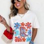 White Floral Cowgirl Boots Print Independence Day T Shirt