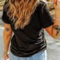 Black Rhinestone American Flag Casual Round Neck Tee