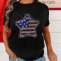 Black Flag Inspired Rhinestone Star Graphic T Shirt