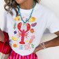 White Crawfish Food Ingredient Graphic Crewneck Tee