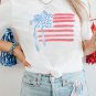 White American Flag Bow Knot Print Crew Neck T Shirt