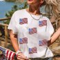 White Sequin American Flag Patched Casual T Shirt