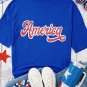 Dark Blue Contrast America Graphic Drop Shoulder Tee