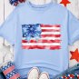 Myosotis American Flag Bow Knot Print Half Sleeve T Shirt