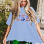 Myosotis USA Patched Drop Sleeve Crewneck T Shirt