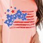 Pink Stars and Stripes Bow Knot Crew Neck T Shirt