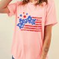 Pink Stars and Stripes Bow Knot Crew Neck T Shirt