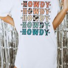 White HOWDY Stars Print Crew Neck Loose Fit T Shirt