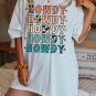 White HOWDY Stars Print Crew Neck Loose Fit T Shirt