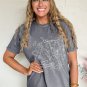 Gray Cowgirl Boots OX Head Western Fashion Print Crewneck Tee
