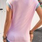 Pink Sequined MAMA Graphic Corded Rib Knit Colorblock T Shirt