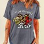 Gray Let The Good Times Boil Crawfish Leopard Heart Graphic Tee
