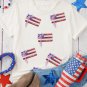 White Sequin Bow American Flag Patched T Shirt