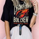 Black CRAWFISH BOIL CREW Graphic Casual T Shirt