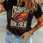 Black CRAWFISH BOIL CREW Graphic Casual T Shirt