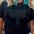 Black Western Fashion Geometric Embroidered T Shirt