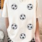 White Sequin Football Patched Graphic Game Day T Shirt