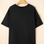Black Sequin Strawberry Graphic High Low Relaxed Fit Tee
