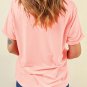 Pink Floral MAMA Bowknot Print Crewneck T Shirt