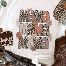 White Floral Leopard MaMa Graphic Mothers Day T Shirt