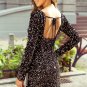 Chestnut Sequin Crew Neck Long Sleeve Bodycon Dress