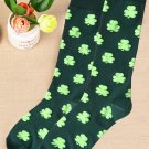 Dark Green St Patricks Clover Print Tube Socks