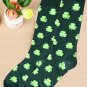 Dark Green St Patricks Clover Print Tube Socks