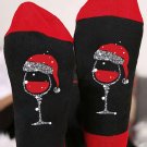 Black Christmas Champagne Santa Hat Graphic Socks